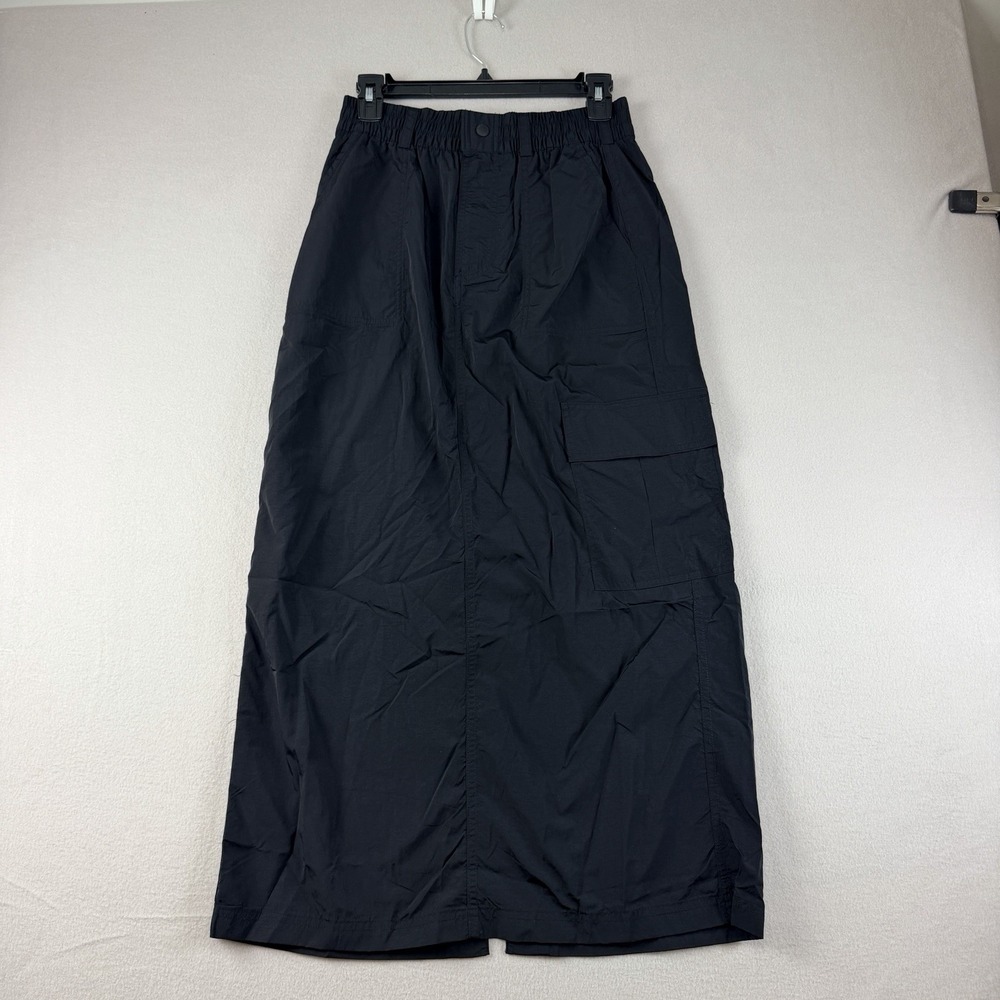 OFFLINE Aerie Women Black Cargo Maxi Skirt Nylon Parachute Gorpcore Sz S NEW